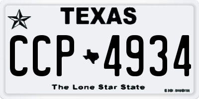 TX license plate CCP4934