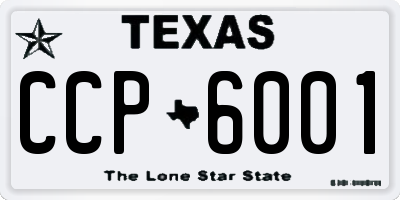 TX license plate CCP6001