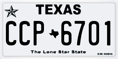 TX license plate CCP6701