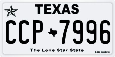 TX license plate CCP7996