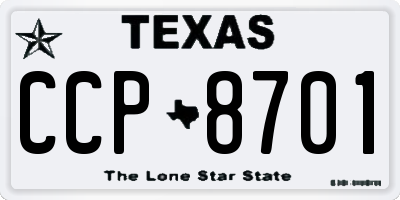 TX license plate CCP8701