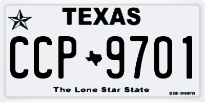 TX license plate CCP9701