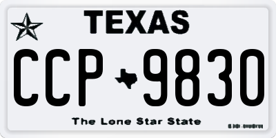 TX license plate CCP9830
