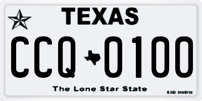 TX license plate CCQ0100