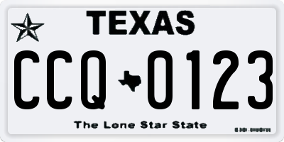 TX license plate CCQ0123