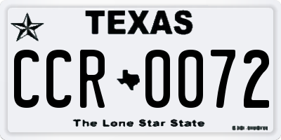 TX license plate CCR0072