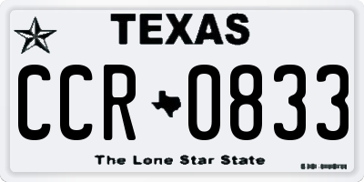 TX license plate CCR0833