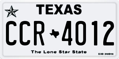 TX license plate CCR4012