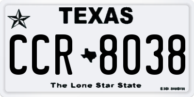 TX license plate CCR8038