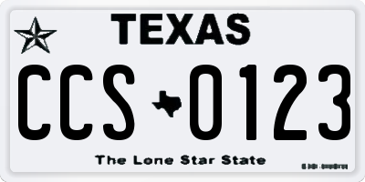 TX license plate CCS0123