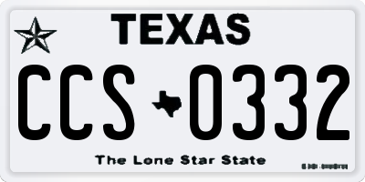 TX license plate CCS0332