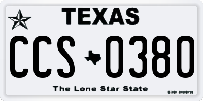 TX license plate CCS0380