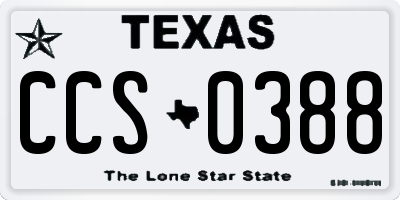 TX license plate CCS0388