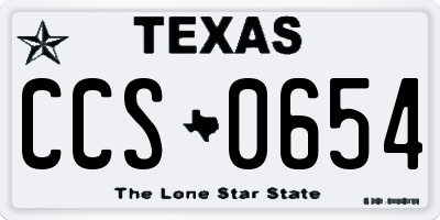 TX license plate CCS0654