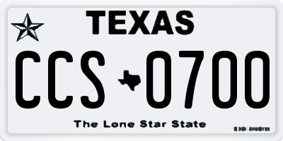 TX license plate CCS0700