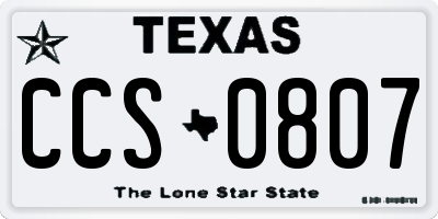 TX license plate CCS0807