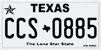 TX license plate CCS0885