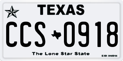 TX license plate CCS0918