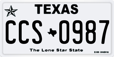 TX license plate CCS0987