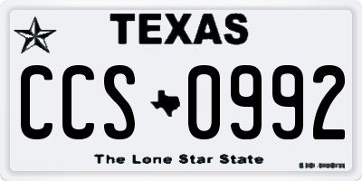 TX license plate CCS0992