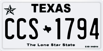 TX license plate CCS1794