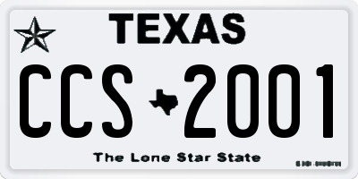 TX license plate CCS2001