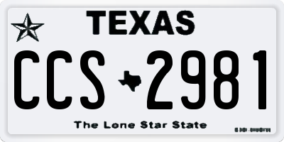 TX license plate CCS2981