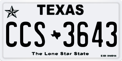 TX license plate CCS3643