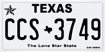 TX license plate CCS3749