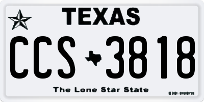 TX license plate CCS3818