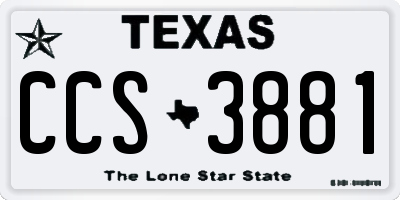 TX license plate CCS3881