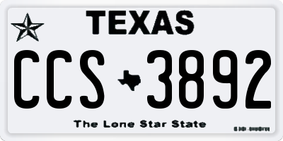 TX license plate CCS3892