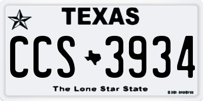 TX license plate CCS3934