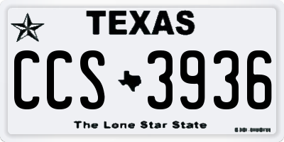 TX license plate CCS3936