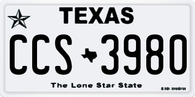 TX license plate CCS3980