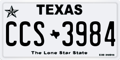TX license plate CCS3984
