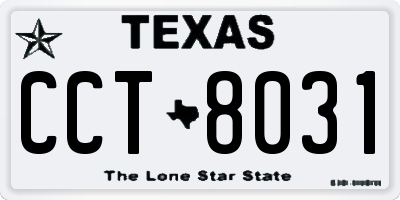 TX license plate CCT8031