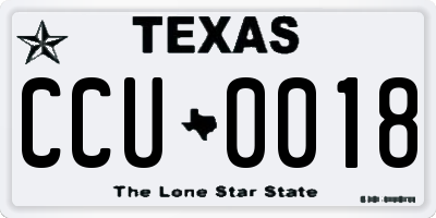 TX license plate CCU0018