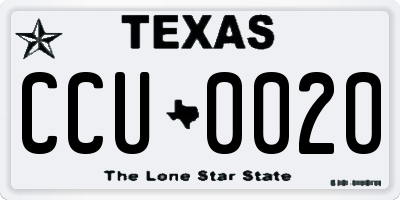 TX license plate CCU0020
