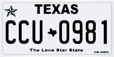 TX license plate CCU0981