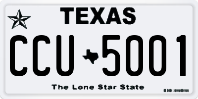 TX license plate CCU5001