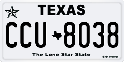 TX license plate CCU8038