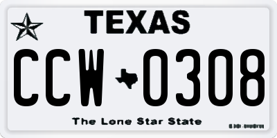 TX license plate CCW0308