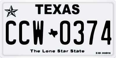 TX license plate CCW0374