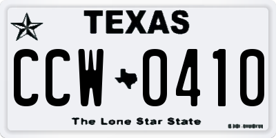 TX license plate CCW0410