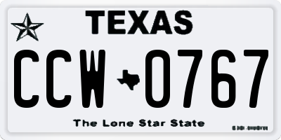 TX license plate CCW0767