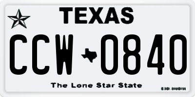 TX license plate CCW0840