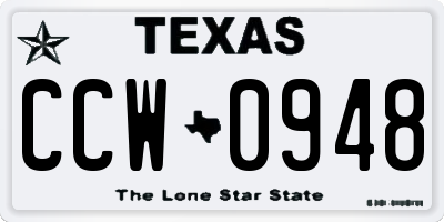 TX license plate CCW0948