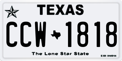 TX license plate CCW1818
