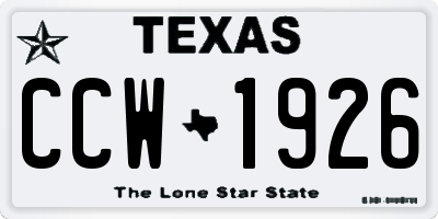 TX license plate CCW1926